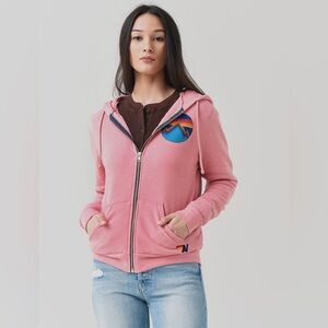 Aviator Nation Pink Hoodie with Multicolor Patch